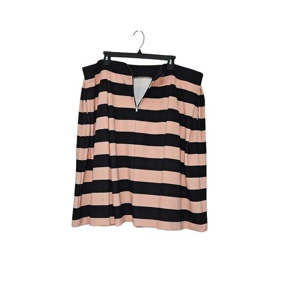 Ashley Nell Tipton Pleated Stripped Skirt Plus 2X Pink Black Knee Length Pockets - Picture 4 of 7